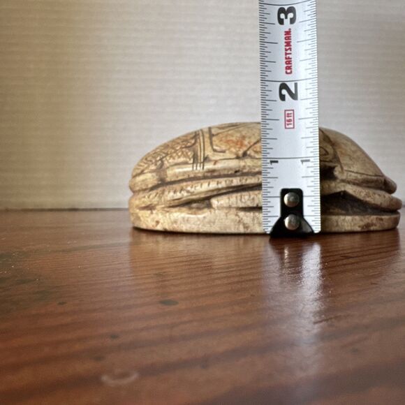 Vintage Egyptian Hand Carved Stone Scarab Beetle Hieroglyphics Paper Weight - Picture 9 of 11